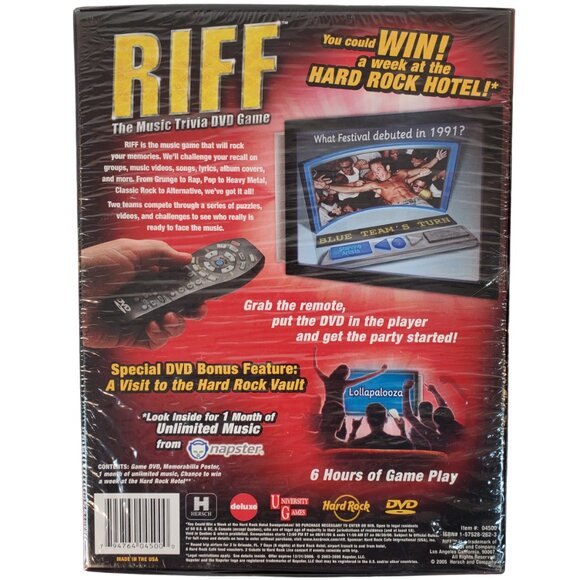 "Riff: The Music Trivia DVD Game" 2005 Hard Rock. New. Sealed. Made in USA - Picture 2 of 3